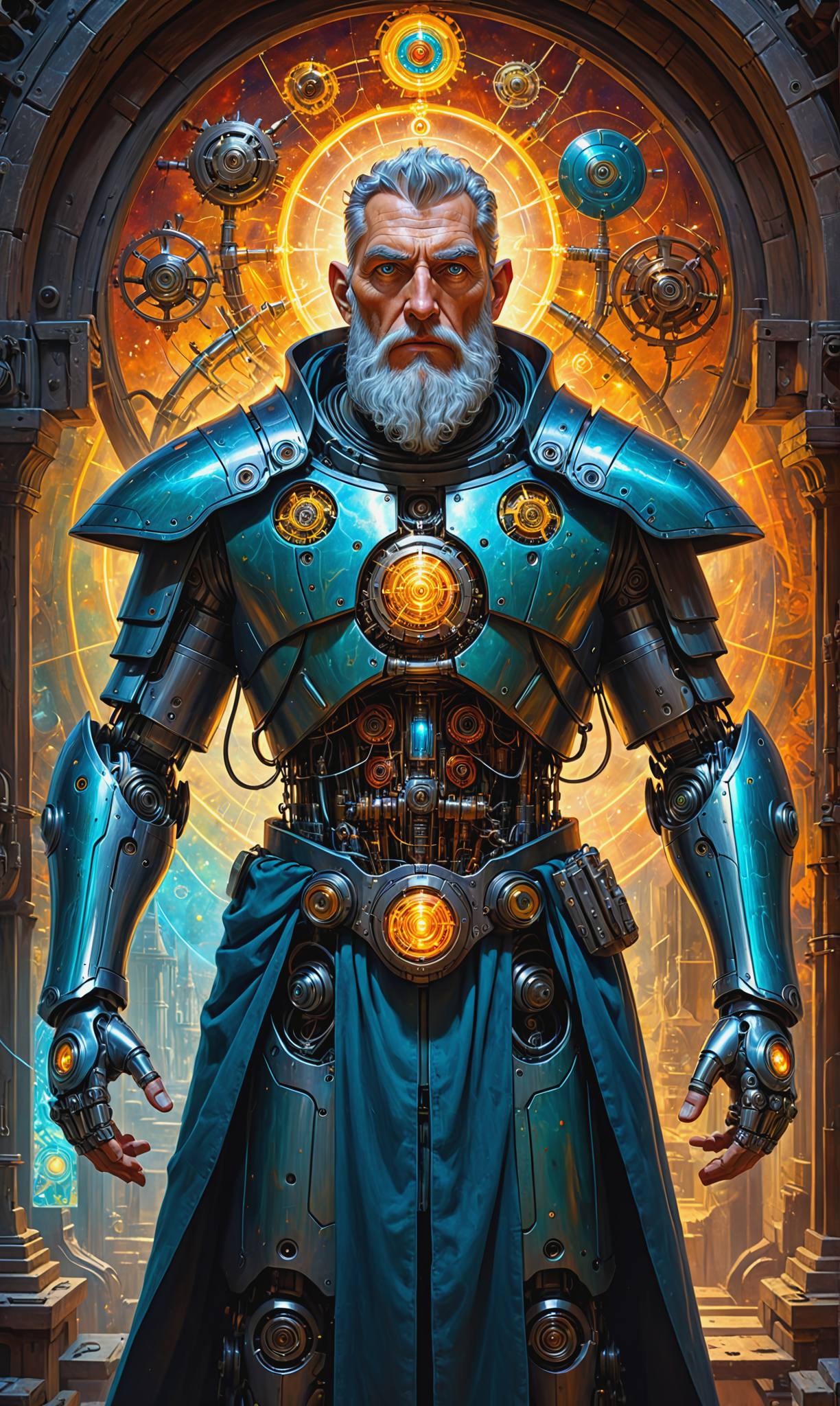 01059-3931008474-Medieval art, fresco, ancient rustic primitive mechanical cyborg Merlin the wizard, science fiction, perfect anatomy, curtness o.png